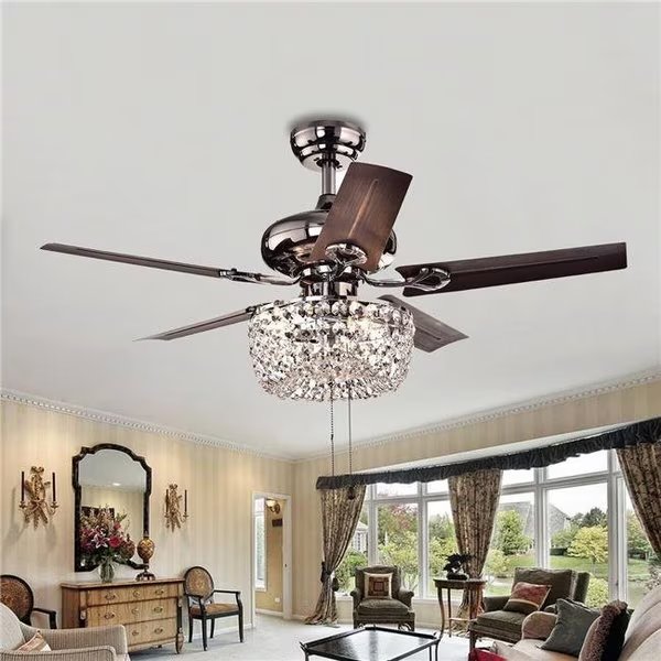 Warehouse of Tiffany CFL-8110 43 in. Angel 3-Light Indoor Hand Pull Chain Ceiling Fan; Brown, Warehouse Of Tiffany, Mfr#: CFL-8110